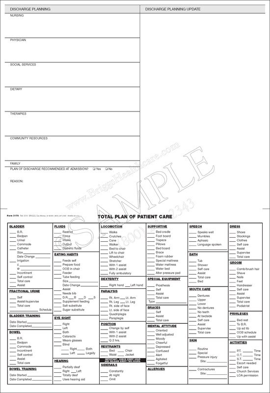 Total plan of patient care form